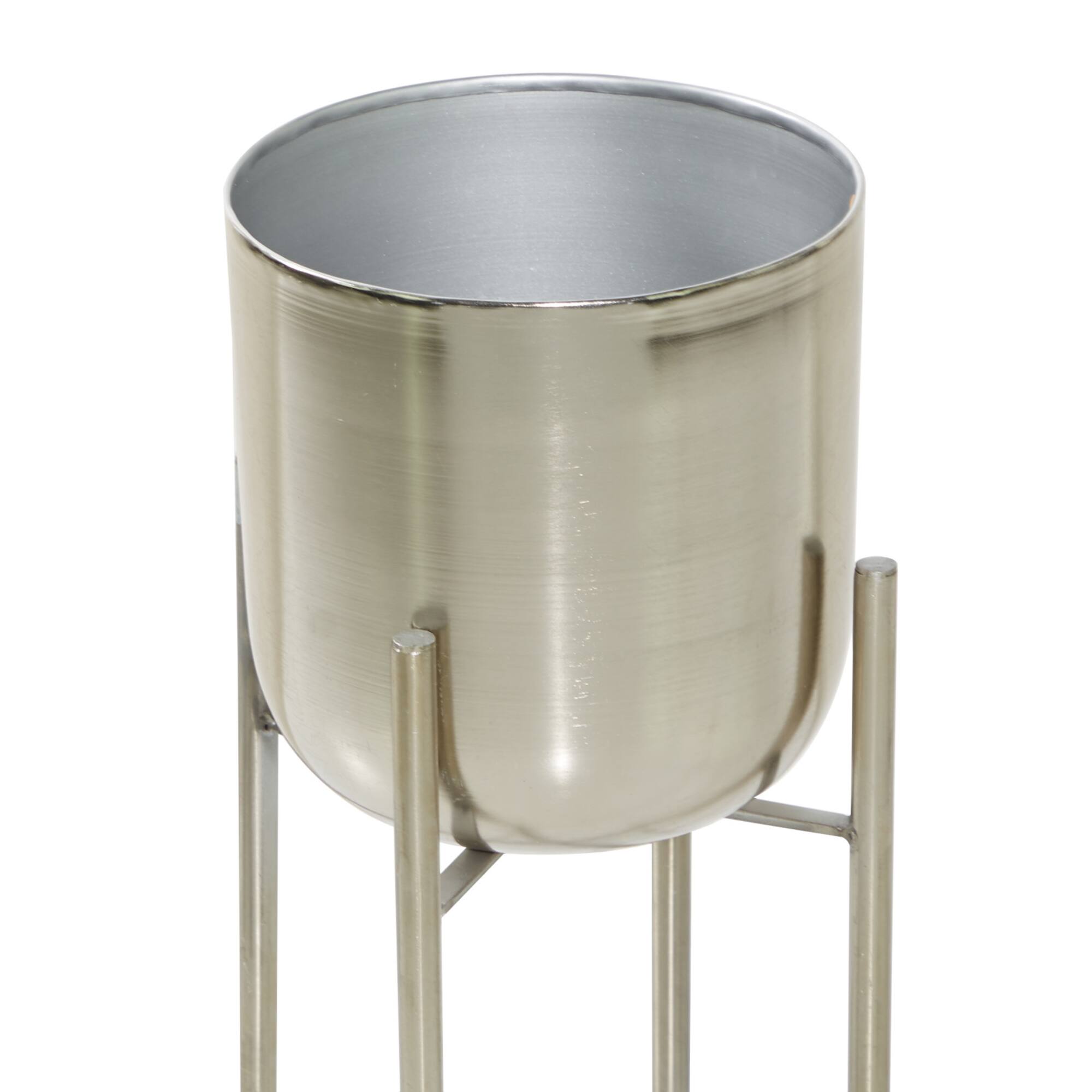 Silver Metal Glam Planter Set